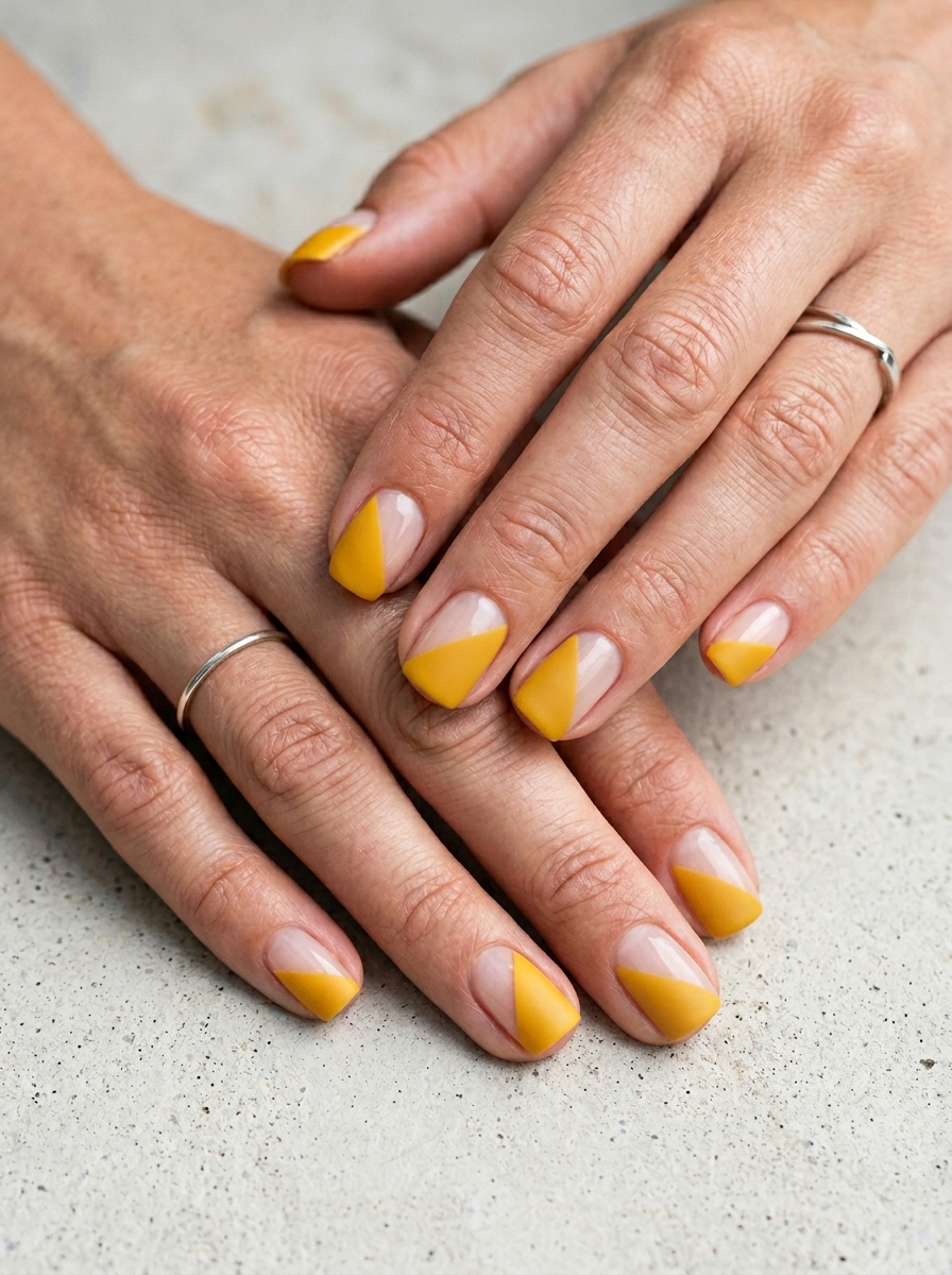 Gelbe Negative-Space Nails